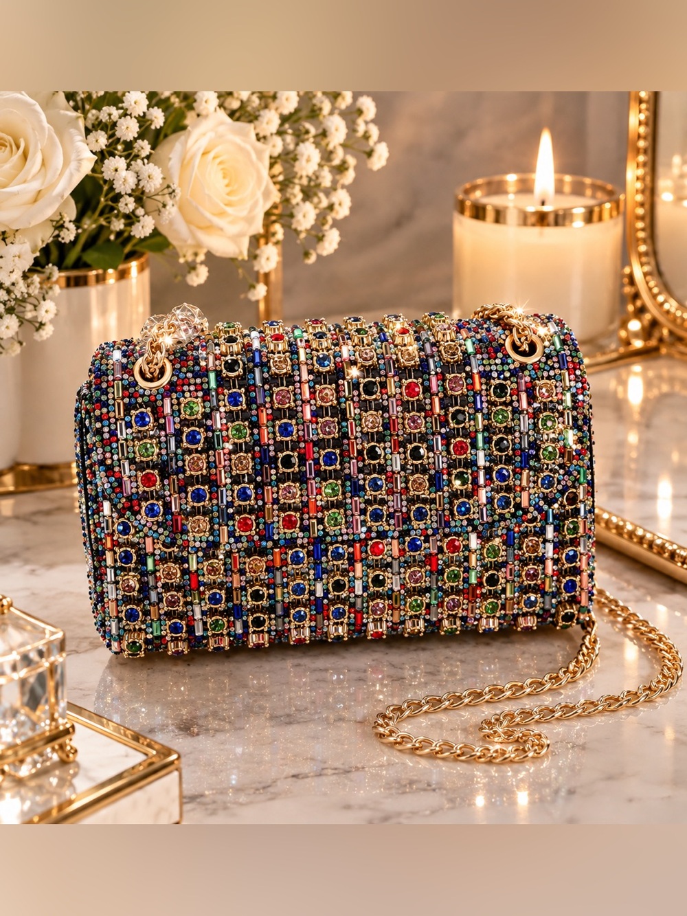 ✨ NEW ✨ Multicolor Rhinestone Embellished Crossbody Bag ✨